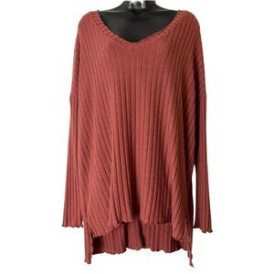 Out From Under Urban Outfitters Long Sleeve V-Neck Top Maroon Oversized Size S